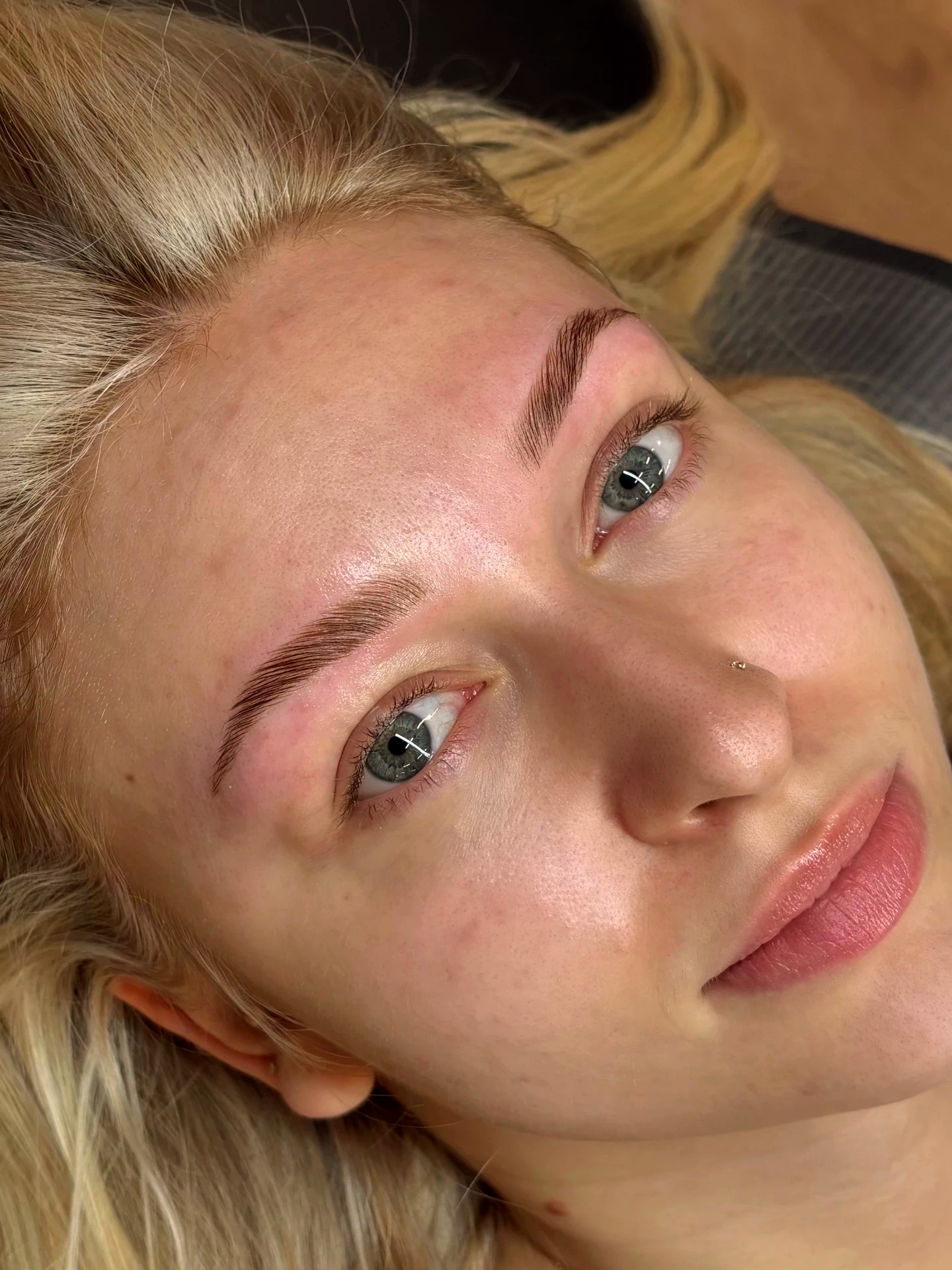 Soft laminated brows on blonde client