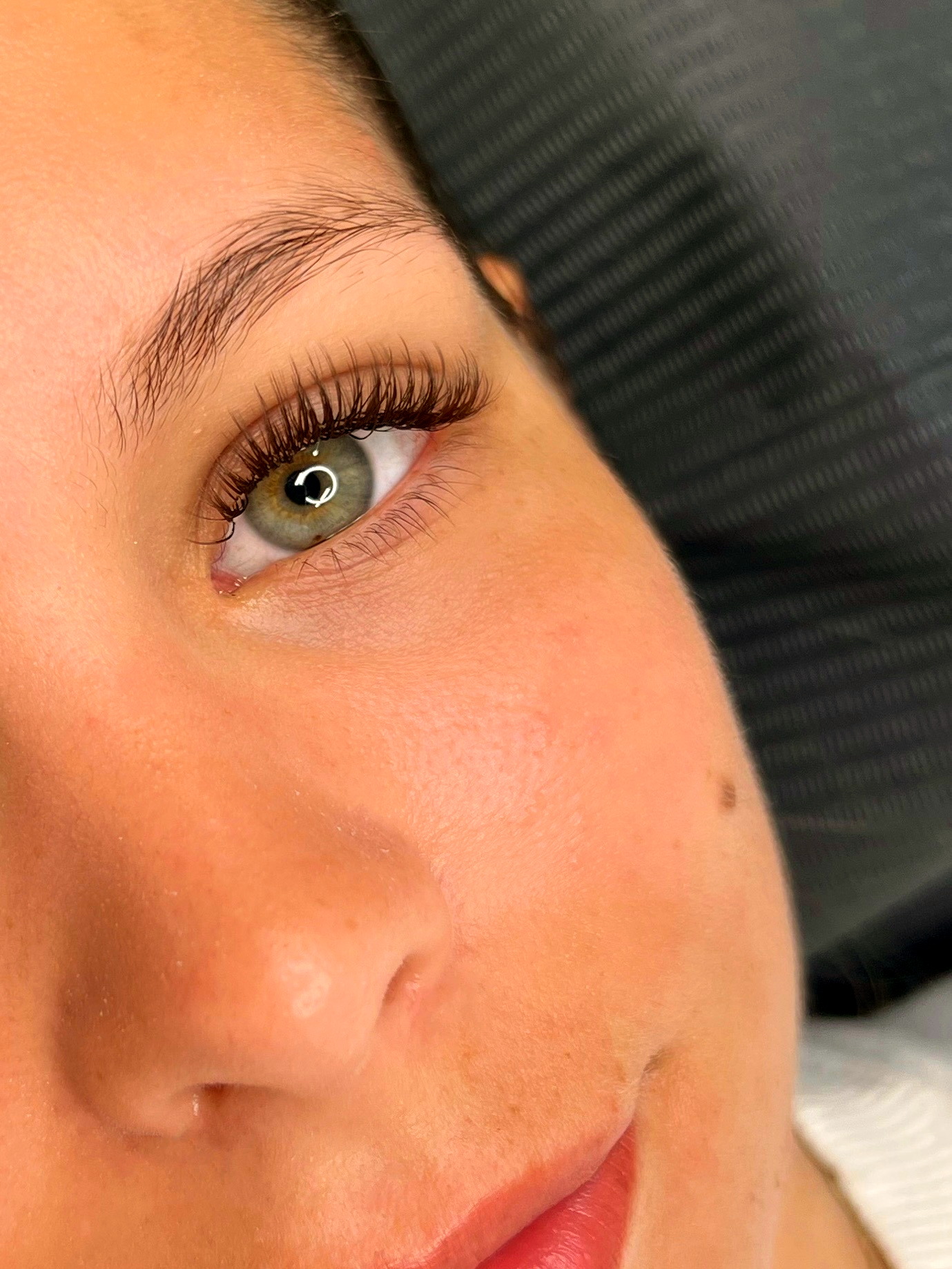 Natural classic lash extension set close-up